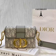 DI R Diao 30 Montaigne Gray Presbyopia Embroidery Mini Box Bag M9204UTZQ-M932 4b3 2044a