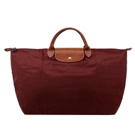 LONGCHAMP LE PLIAGE系列短把再生尼龍摺疊水餃旅行袋(小/酒紅)/平行輸入