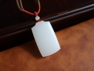 天然羊脂玉和田玉無事牌吊墜項鏈 新疆羊脂玉吊墜 脂份厚平安喜樂