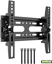 Tilt TV Wall Mount, Suitable for Most 14-43 Inch TVs LED LCD OLED, 4K TV Flat Curved Screens and Monitors, Max VESA 200x200mm, Load Capacity 25kg, with Level, Zip Ties, Easy Installation