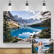 Renaiss 7x5ft Mountain Lake Photography Backdrop Canadian Banff National Park Rockies Mountain Morai