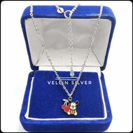 Authentic 925 silver children's necklace with white gold plating Mickey silver pendant necklace/ 925