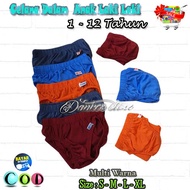 3 Pcs Sempak Anak Laki Laki - Celana Dalam Anak Pria Motif Polos -  Bahan  Katun Spandek Adem - Cd A