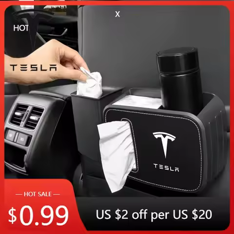 Car Sticker Tesla Car Multi-Functional Trash Can Cup Holder 2-In-1 seat Back Hanging For Tesla Model