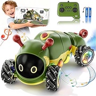 Kssvzz Remote Controlled Car Caterpillar with Music, 2.4 GHz RC Stunt Drift Car with Spray & Cool Li