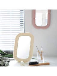 1入組高清梳妝鏡米色桌上型梳妝鏡，適用於家居桌上裝飾、浴室、梳妝桌和臥室化妝旅行鏡女士禮品