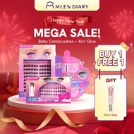 Mlen Diary Baby Comic False Eyelashes Natural Manga Look Lightweight Reusable Lash Set With Glue