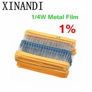100pcs/lot Resistor do filme do metal resistência do ohm de 1R 22M 1% 100R 220R 1K 15 K 22 K 47 K 10