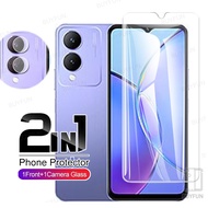 2-in-1 Tempered Glass For vivo Y17s y17 s Y27 Screen Protector Film Lens camera Protective Film