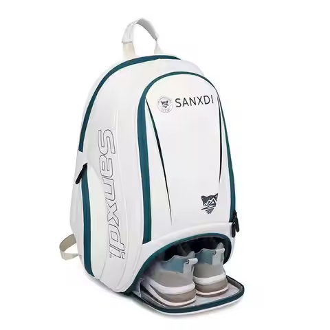 SANXDI Tennis Bag Men's and Women's Tennis Badminton PU Sports Backpack Independent Shoe Storage Rac
