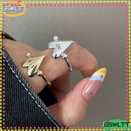GSWLTT Heart Ring, Personality Glossy Surface Letters Ring, Fashion Adjustable "YES""NO" Stainless S