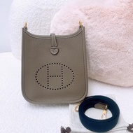 Hermes mini evelyne 大象灰金釦 迷你伊芙琳 W刻