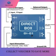 TECHCHIP-DI Audio Isolator Unbalanced Signal Converter DI Effects Passive DI Box Direct Injection