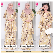 Dhia Cotton Ironless Set 350 Pastel Yellow Baju Kurung Fatimah Raudhah Peplum Kids Sedondon Ibu Dan Anak Raya 2024