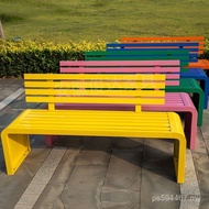 Bench Park Chair Stainless Steel Outdoor Leisure Area Preservative Wood Backrest Area Iron Bench Sea