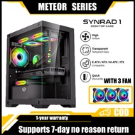 1104 INPLAY Pc Case with Fans Computer Gaming Desktop Matx Table Tempered Glass Inplay Meteor V100 C