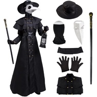 Ficlwigkis Halloween Medieval Steampunk Wind European Plague Doctor COS Clothing (Dress+ Hat+Black H