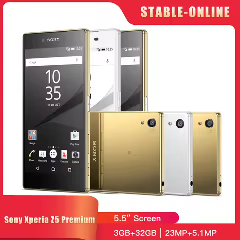 Original Sony Xperia Z5 Premium E6853 E6883 4G Mobile Phone 3GB+32GB 5.2'' 23MP+5.1MP 4K@30fps Video