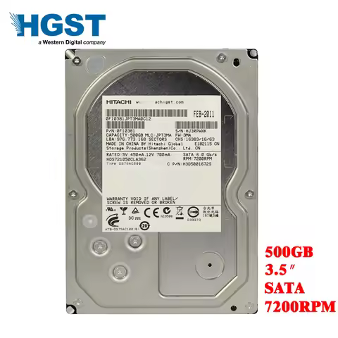 Original Disassembled USED Hard Drive For Hitachi HGST Brand 500Gb 3.5" HDD SATA 8-16M 5400-7200RPM 