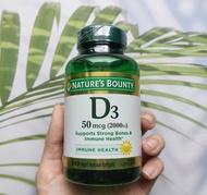 30%Sale!!!EXP:11/25 D3 วิตามินดีสาม D-3 50 mcg (2000 IU) 240 or 350 Rapid Release Softgels (Natures