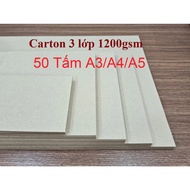 (50 Sheets A3/A4/A5) 1200gsm 3-Layer Hard Carton Sheets for Making Handmade Items, Scrapbooks, Paper