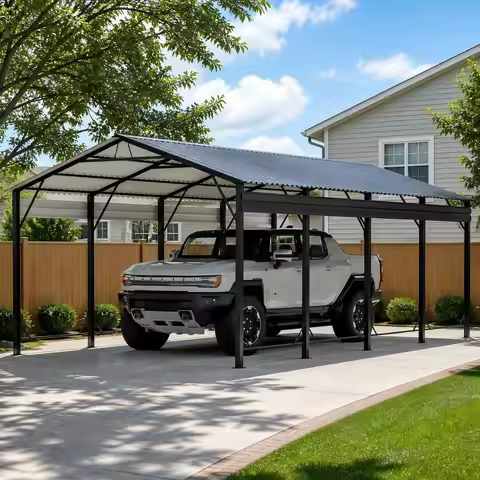 Aoxun Metal Carport 30.48x50.80 Heavy Duty With Reinforced Frame And Base Galvanized Garage Outdoor 