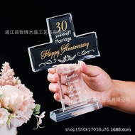 Decoration Gift Decoration Glass Couple Crystal Wedding Cross 50th Anniversary Cross Marriage Annive