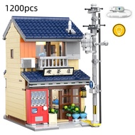 1200 Pcs Cada LED City Japanese Tea Shop House Architecture Building Blocks Friends Shop Figures Bri