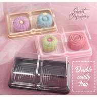 (10pcs) TALL 2 cavity shanghai mooncake tray mooncake box transparent clear pastry double box 双月饼盒