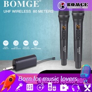 BOMGE UHF Wireless Recording Karaoke Microphone Cordless 2 Mics Player for Karaoke Wireless Microphone System