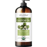 USDA Certified Organic Castor Oil - 16 fl oz (With Pump) | For Hair Growth, Boost Eyelashes, Eyebrow