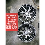 USED SPORT RIM 18 INCH RM280 1PC RIM BOLEH GUNA SPARE TAYAR HONDA TOYOTA MAZDA  PROTON