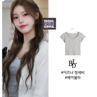 KOREA [ beidelli ] Ribbon Flared Frill Round Short-Sleeved T-Shirt / IZNA Saebi pick 100% authentic