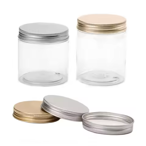 12pcs/lot 200ml 250ml Empty Plastic Clear Cosmetic Jars Makeup Container Clear Jar Face Cream Sample