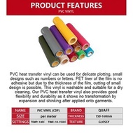 ♞QUAFF Heat Transfer Vinyl Rubberize Vinyl CDP Cuttable Vinyl for T-shirts and Garments 20inches x