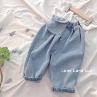(((80~140) Lumi Fawn Rice Small Bag Denim Ankle-Length Carrot Pants Spring Autumn A5 Children's Jean