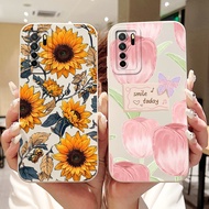 Huawei Nova 7 SE 5G / P40 Lite (5G) CDY-NX9A CDY-NX9B Beautiful Tulip Sunflower Butterfly Soft Silic