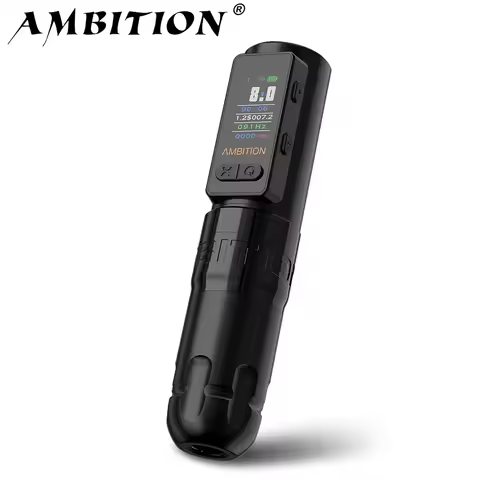 Ambition Soldier Max Wireless Tattoo Machine Pen Coreless Motor Double Bearing Straight Rod 2400mAh