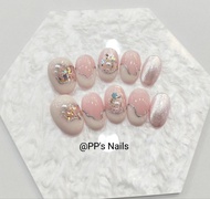 PPs Nails ⛅เล็บปลอมสำเร็จรูป ⛅ สีเจลแท้100% ชมพูโยเกิร์ต
