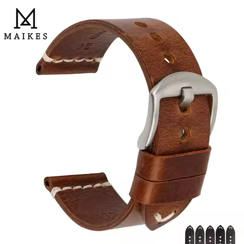 MAIKES Watch Accessories Cow Leather Strap Watch Bracelet Brown Vintage Watch Band 20mm 22mm 24mm Wa