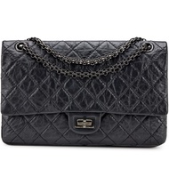 Chanel So Black Quilted Calfskin 2.55 Large Reissue 226 Double Flap Ruthenium Hardware, 2019