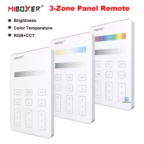 Miboxer 3-Zone Panel Remote LED Controller Single Color Brightness U1 Color Temperature CCT U2 RGB+C