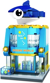 Brick Loot Exclusive Mini City Neighborhood Toy Building Block Aquarium - Custom Designed Model - Co