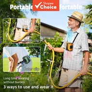 Rechargeable 5000mAh waist clip fan, 10-speed settings with LED light, hands-free neck wear, up to 8