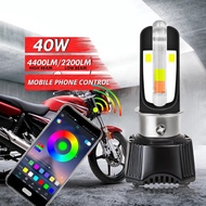 ❧⊙ Yamaha Y125Z LC135 V2 V3 Motorcycle LED Headlight Bulb RGB Bluetooth Control RTD 40W 4400LM Hi/Lo Beam H4 HS1 BA20D P15D T19 Motorbike Scooter LED Driving Headlamp