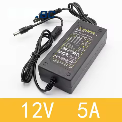 1pcs 12V5A New AC 100V-240V 60W Converter power Adapter DC12V 5A 2.1mm-2.5mm*5.0mm DC Plug Power Sup