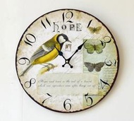 星之屋zakka雜貨 Vintage歐式鄉村風 森林系蝴蝶小鳥圖案 羅馬數字無框掛鐘 羅馬數字時鐘 掛鐘 造型鐘