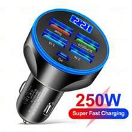 5-In-1 4USB+Type-C PD Fast Car Charger, Supports Super Fast Charging