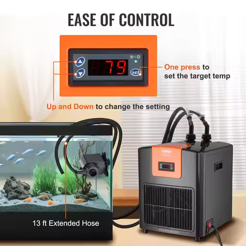 VEVOR Aquarium Chiller 0.25/0.33/0.1/1.5HP Hydroponic Water Chiller Quiet Refrigeration Compressor f