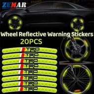 20Pcs Toyota TRD Car Moto Tires Edge Strong Reflective Safety Warning Stickers Tire Letter Stickers 